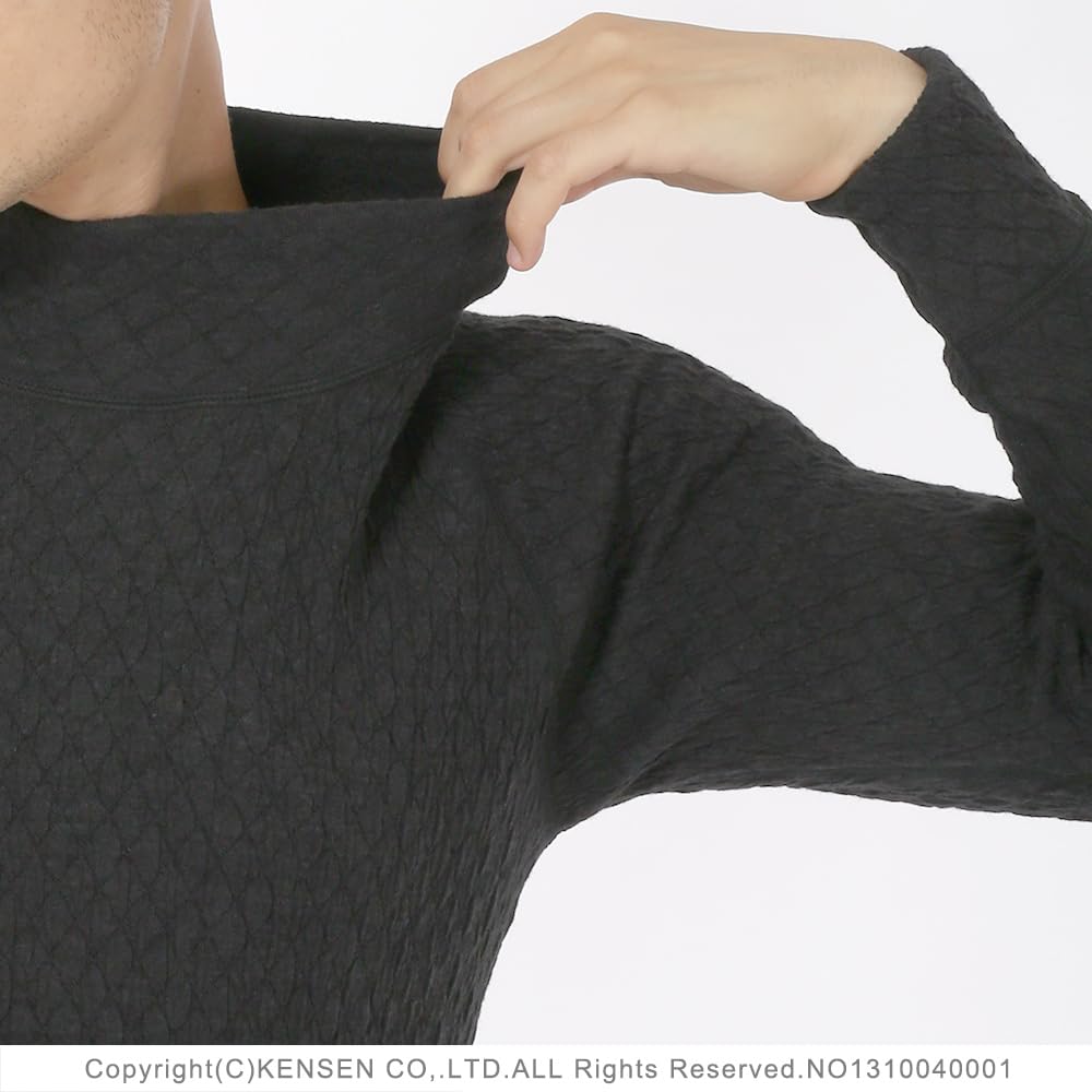 Hidamari Long Sleeve High Neck Warm Everest Triple Sleeve Series Dark Men's Shirt, Underwear, (Small, Gray) [EVNS940-DGY1]