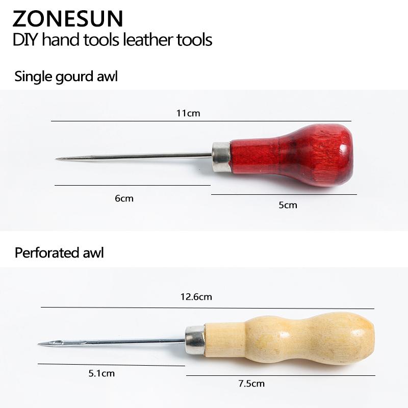 ZONESUN Leather Hole Punches Patchwork DIY Manual Leather Craft Tools Sewing Awl Stitcher Canvas Tent Sewing Needle Kit Hole