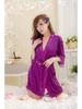 Curvy Women's Plus Size Lace Trim Open Front Bathrobe Lingerie - Sexy Sleepwear