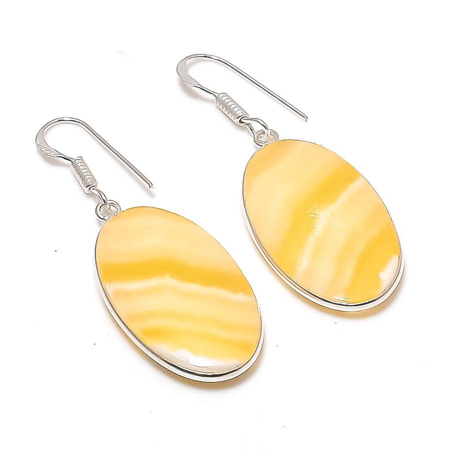 Natural Yellow Calcite Gemstone 925 Sterling Silver Jewelry Earring 1.89  AE-12252