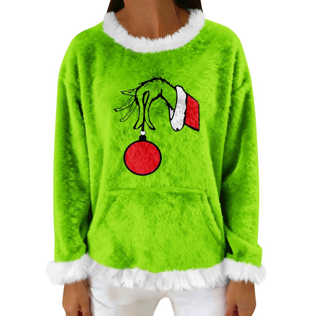 Women's Casual Fleece Sweatshirt  Long-Sleeve Round  Neck Casual Comfortable Loose-Fit Lightweight Women's Flannel Sweatshirt