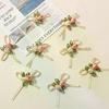 (10pcs/pack) 4.5cm Rose Bud Bow White Pink 2 Rose Bows Wedding Gift Box Hair Accessories Home Christmas Bows Decoration