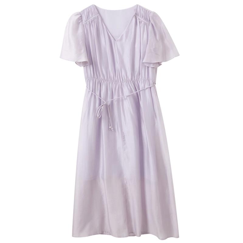 Sancai V-neck Ruffle Sleeve A-Line Long Dress S