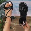 2026 Sommer Handgefertigte Damen Sandalen mit offenem Zehenbereich, geflochten - Lässige flache römische Strandschuhe