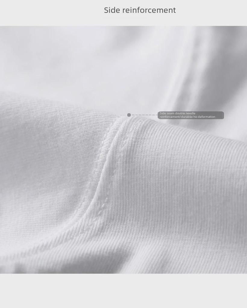 Herr sommar casual lös passform 300g Xinjiang bomull enfärgad kortärmad t-shirt