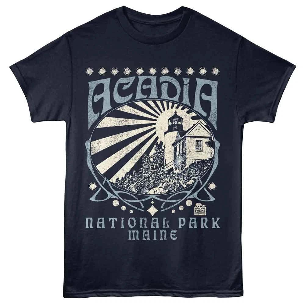 National Parks - Acadia Shining Lighthouse - Solid Children s T-shirt - Navy 100