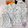 Süße Welpen-Imitation Baumwollkante hochwertiger Sommer Damenpyjama kurzärmelige Loungewear dreiteiliges Set