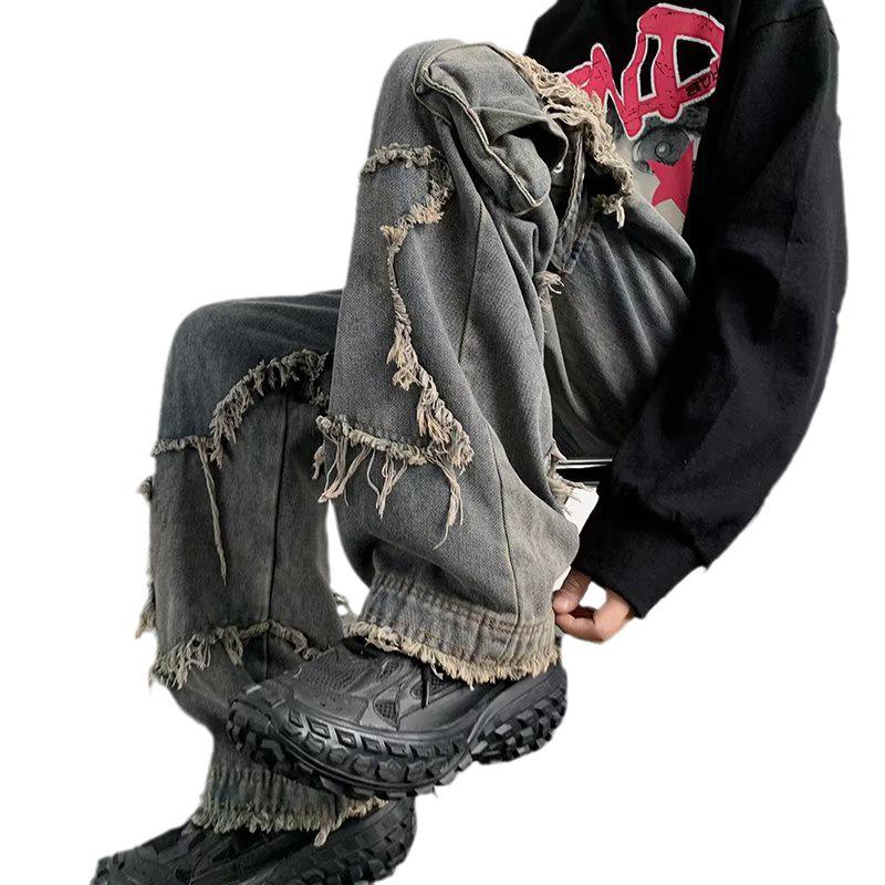 Jeans Dritti a Gamba Larga Americani Retro 2024 – Stile Estivo High Street, Vestibilità Ampia, Design di Nicchia