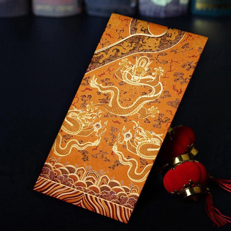 12Pcs Hot Stamping Chinese New Year Red Envelope Rectangular Thickened Red Packet Chinese Style Traditional Hongbao Kids Gift