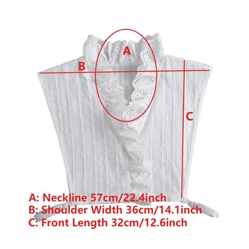 White V-neck Stand Shirt Fake Collar for Women Half Shirt Blouse False Collar Autumn Winter Ruffle Detachable Collar