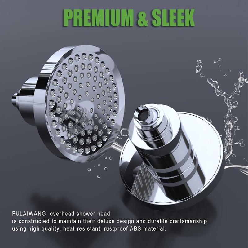Round Filtered Shower Head 6 Inches High Pressure Fixed Rain Abs Filter Chrome Showerhead