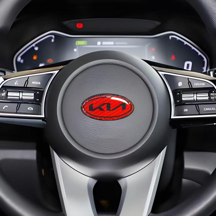 AIL1 1 Stück 3D neuestes KIA KN Kohlefaser Lenkrad Emblem Aufkleber Auto Lenkrad Auto Innenraum Emblem Auto Styling Zubehör