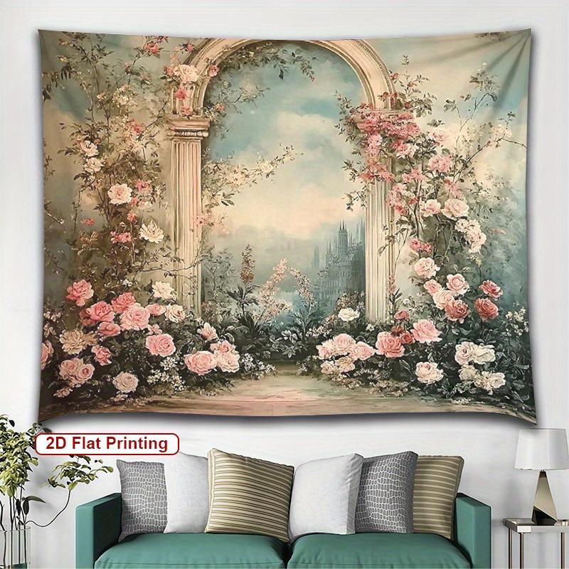 

Floral Archway Tapestry Romantic Garden Scene Classic Frame Design for Bedroom or Dorm Decor 74x94cm(29x37in)
