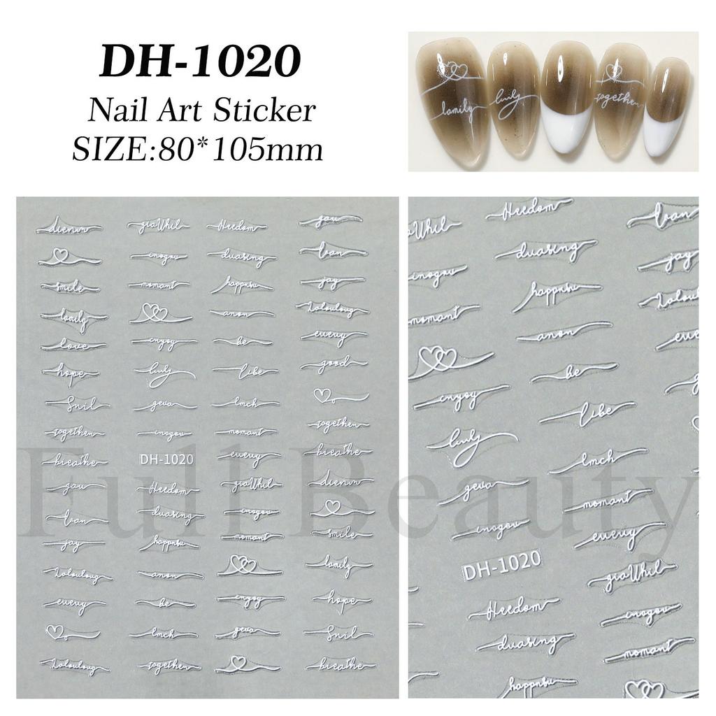 Nail Art Stickers Black Gold And Silver Line Letters Natural Plant Simple Style Adhesive Nail Stickers