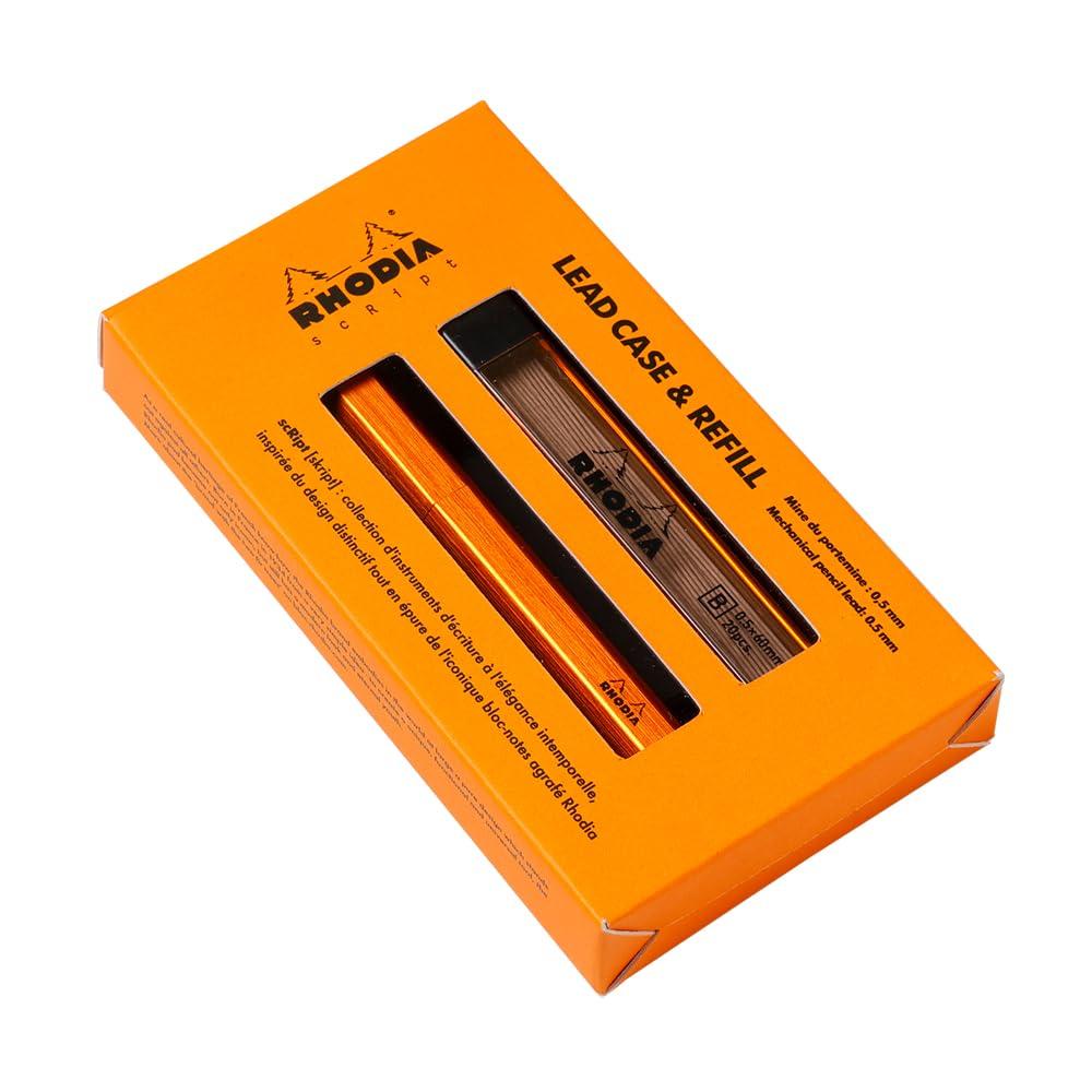 

Rhodia Mechanical Pencil, Script, Lead Case, Lead Refill Set, 0.5mm, Aluminum Body with Anodized Aluminum Finish, Orange (CF9357)