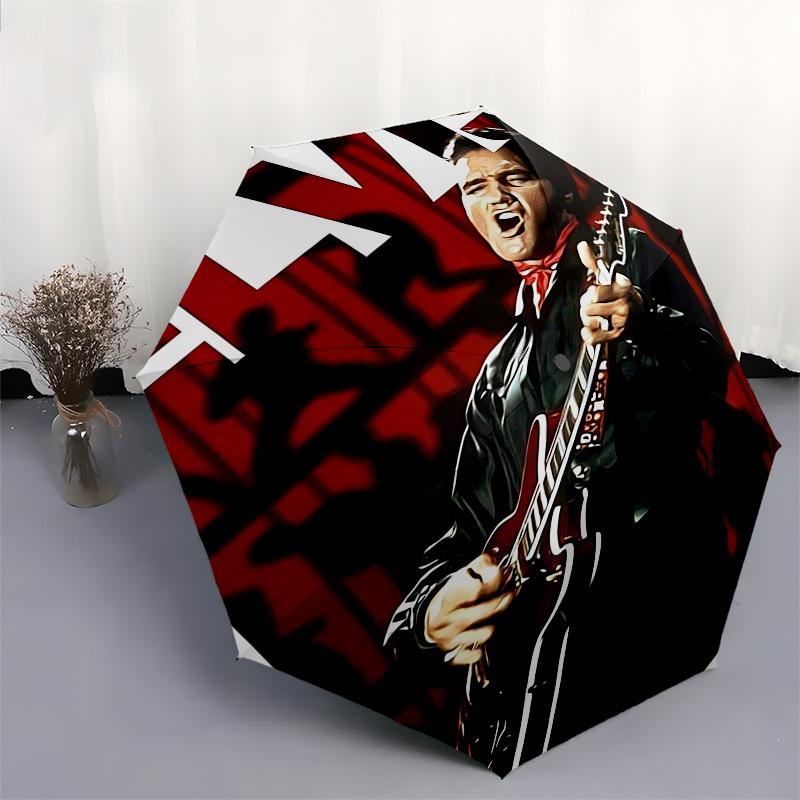 1pc ELVIS GUITAR Automatic Open, Windproof, Compact Travel Umbrella, Gift for Birthday, Christmas, Business 93082