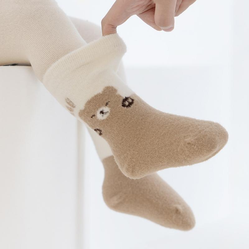 Cute Bear Baby Socks Winter Thicken Warm Baby Boys Girls Middle Tube Socks Toddler Kids Socks
