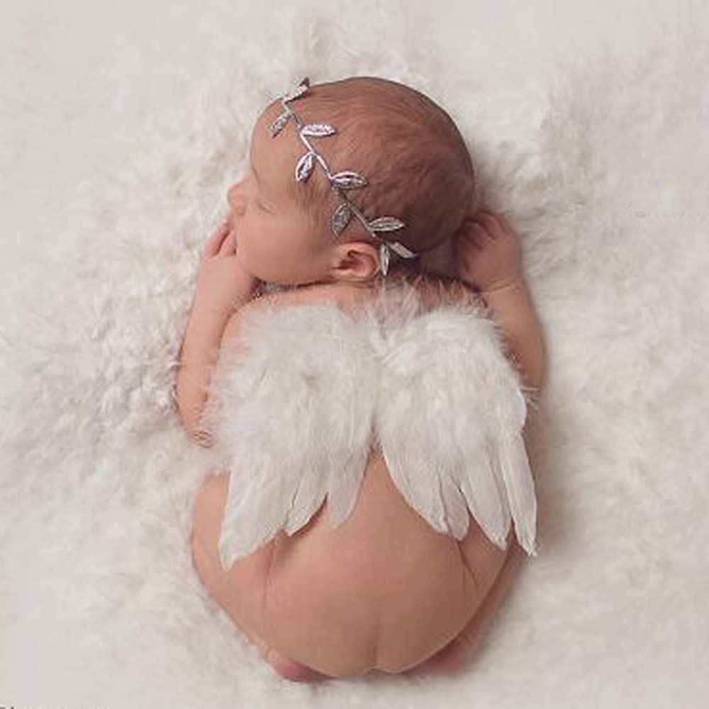 [Zixui] Angel Set with Angel Wings and Hairband for Babies, Newborns, and Half Birthdays, Sleeping Photo Art