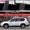 8Pcs Glossy Black/Carbon Fiber Car Door Window Center BC Pillar Post Cover Trim Sticker For Nissan X-Trail Xtrail T31 2008-2012