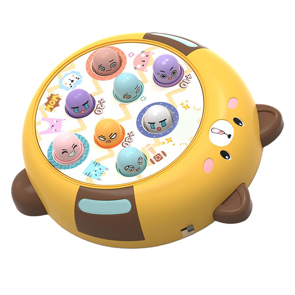 Interactive Whack Toy for Kids 360 Degree Rotating Cute Emoticon Music Light Hammering Pounding Toy