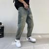 Patch Ripped Jeans Men's American High Street Vintage Old Beggar Wind Straight Loose Daddy Denim Pants