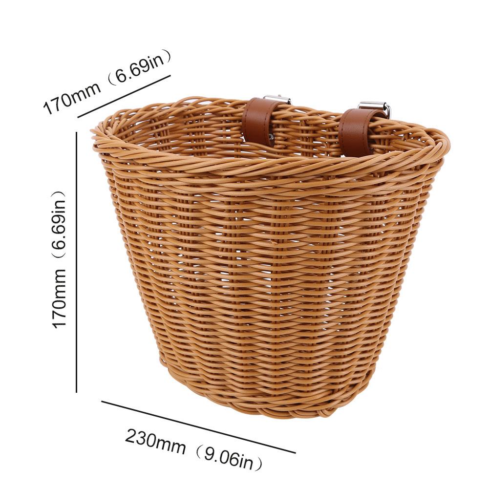 Bicycle Basket Rattan Wicker Bike Front Basket for Small Dogs Cats Pet Carrier Bag Waterproof for Camping Cycling Accessories