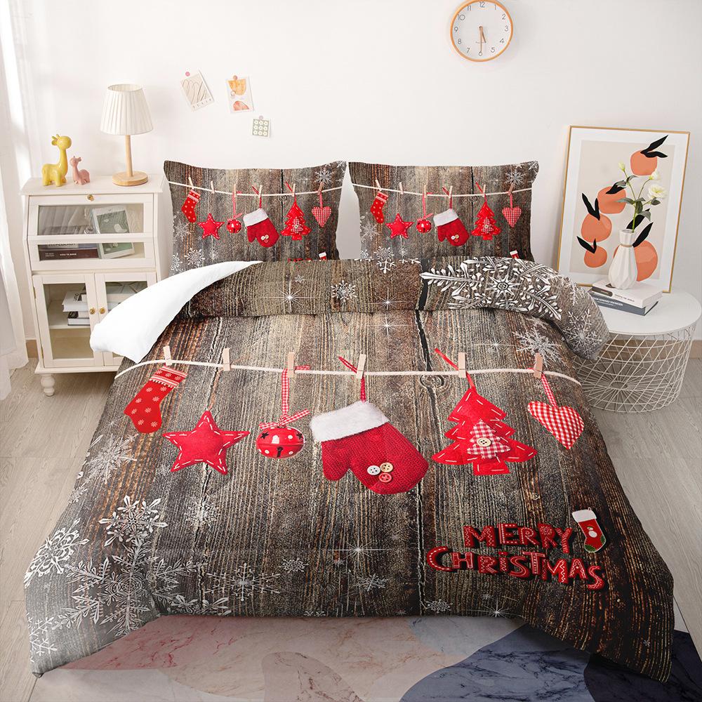 Festive Santa Claus Duvet Cover Set Christmas Comforter Cover Merry Christmas Bedding Sets Winter Snow Holiday Quilt Cover
