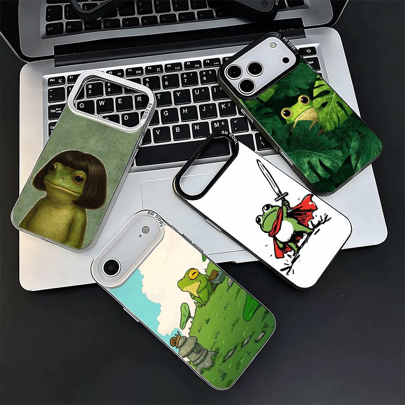 Cute Cartoon Frog Soft Phone Case for iPhone 15 16 17 Pro Max 17Air 16E 14 Plus 13 12 Mini Shockproof Cover Back Shell