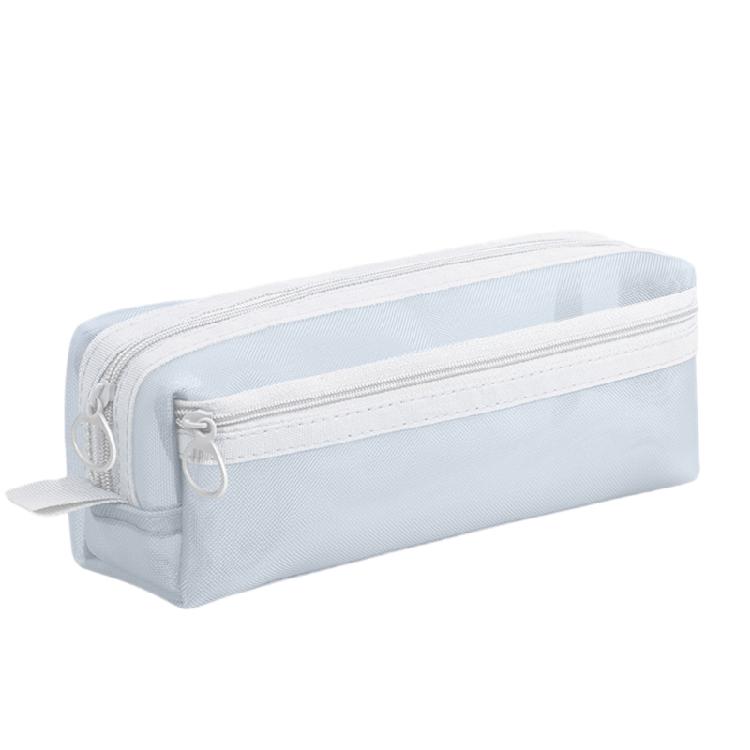 High Capacity Pen Bag Clear Mesh Pencil Case Double Layered Pen Organizers Art Supplies Organizers Travel Cosmetic Bag