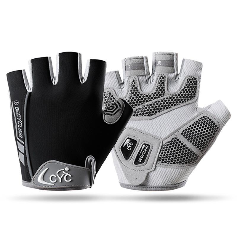 Men s bicycles and women s liquid silicone non-slip ice silk breathable shock absorber half finger L