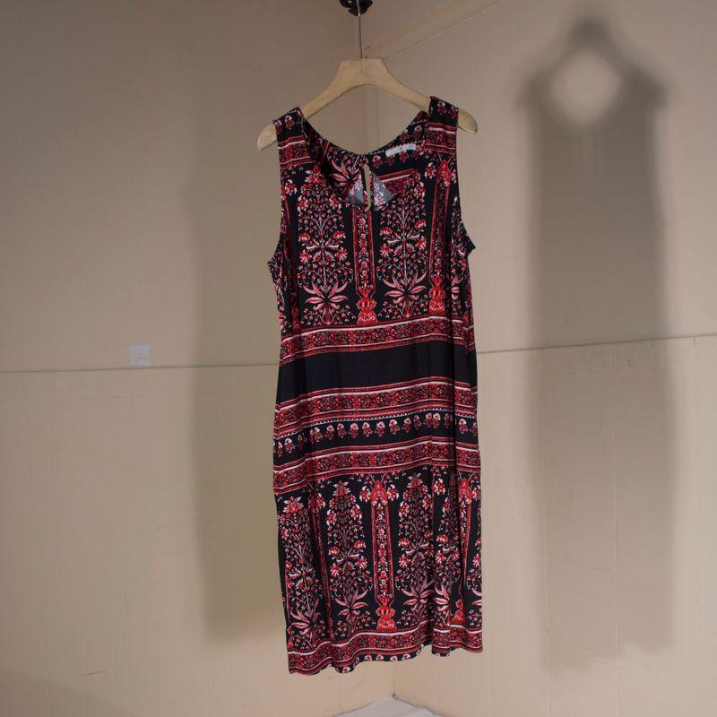 

Нишевый стиль Оригинальный заказ Хорошие товары Клетчатое Хлопок Шелк Принт Без рукавов Круглый вырез Повседневный стиль Платье Black Print UK14