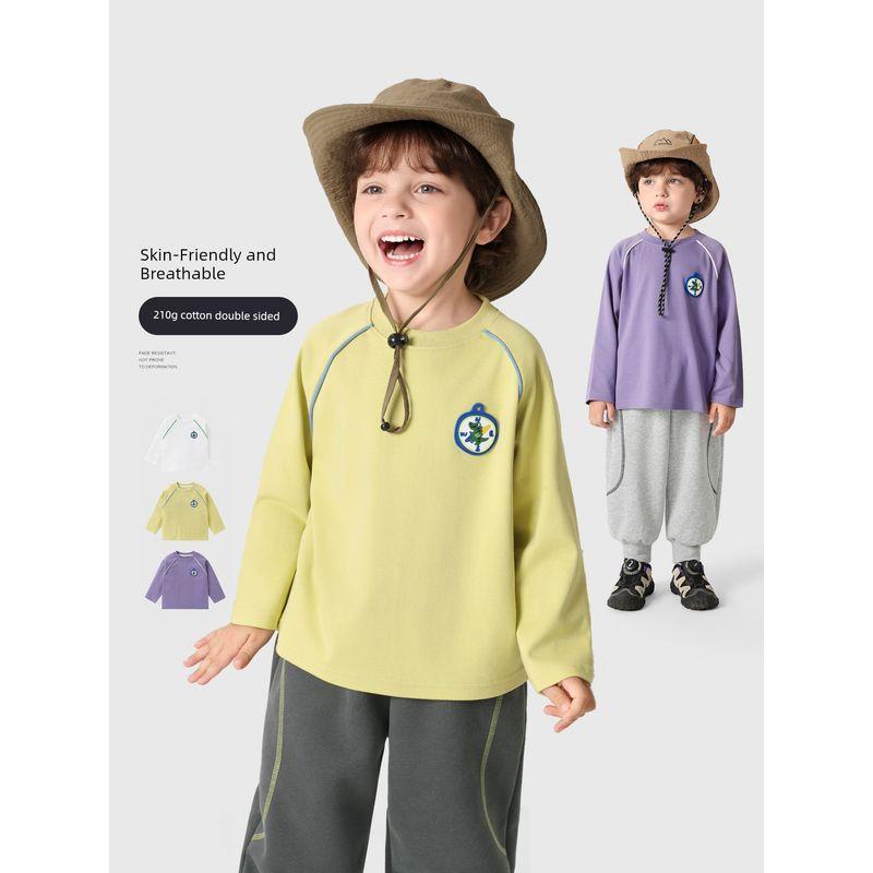 Right European Style Boys' Outdoor Style Raglan Sleeve Long-Sleeve T-Shirt 2026 Spring and Autumn New Children's Clothing Baby Top