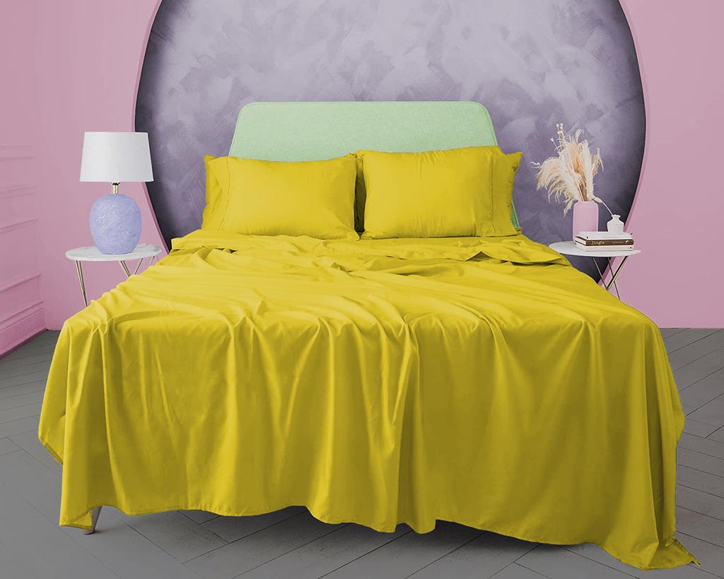 3dílná sada jednobarevných prostěradel ze 100% egyptské bavlny, 600TC - obsahuje 1 prostěradlo a 2 polštáře, různé velikosti a barvy