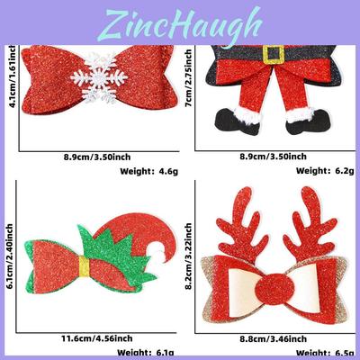 Schattige Kerst Glitter Strik Haarclip Met Leuke Rendiergewei En Sneeuwvlokken
