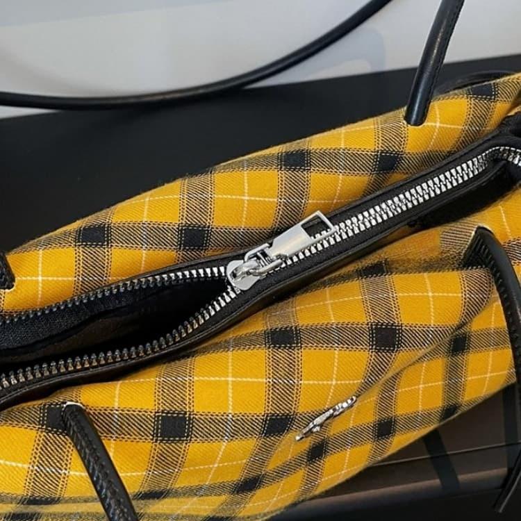Plaid drawstring armpit bag women's shoulder bag