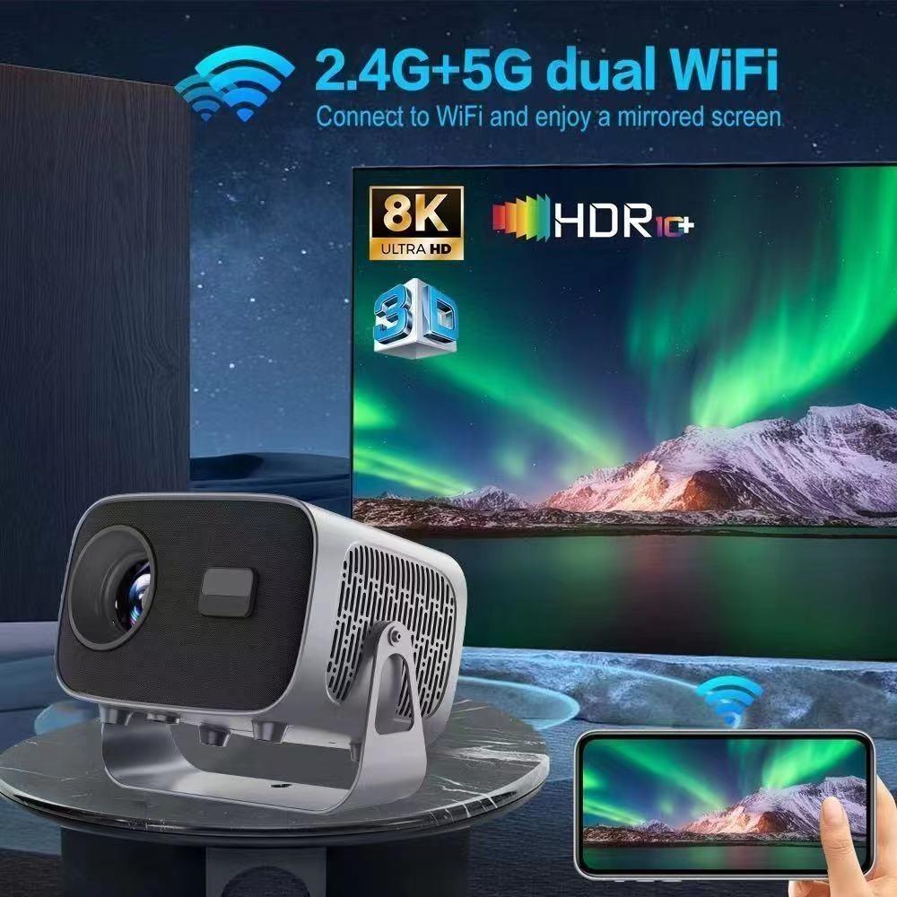 

A10 Ultra HD Mini Bluetooth Projector, Home Use, Android 13, Portable Wall Projection for Bedroom. US Plug