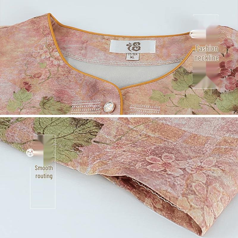 New Chinese Embroidered Summer Suit for Middle-Aged Women