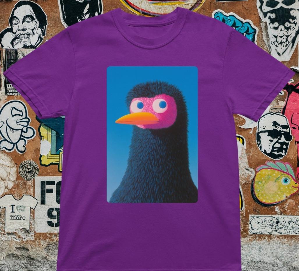 Colorful Bird T-Shirt – Funky Parrot Graphic Tee Quirky Animal Art Shirt Retro XXXXL