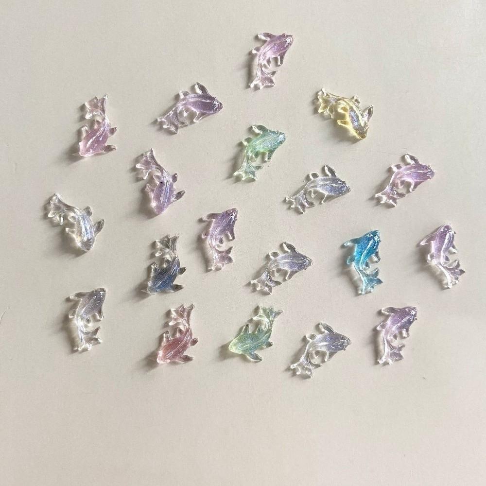 100 Pcs Shark Ocean Aurora Nail Rhinestones Resin DIY Sea Series Nail Jewelry 3D Nail Charms