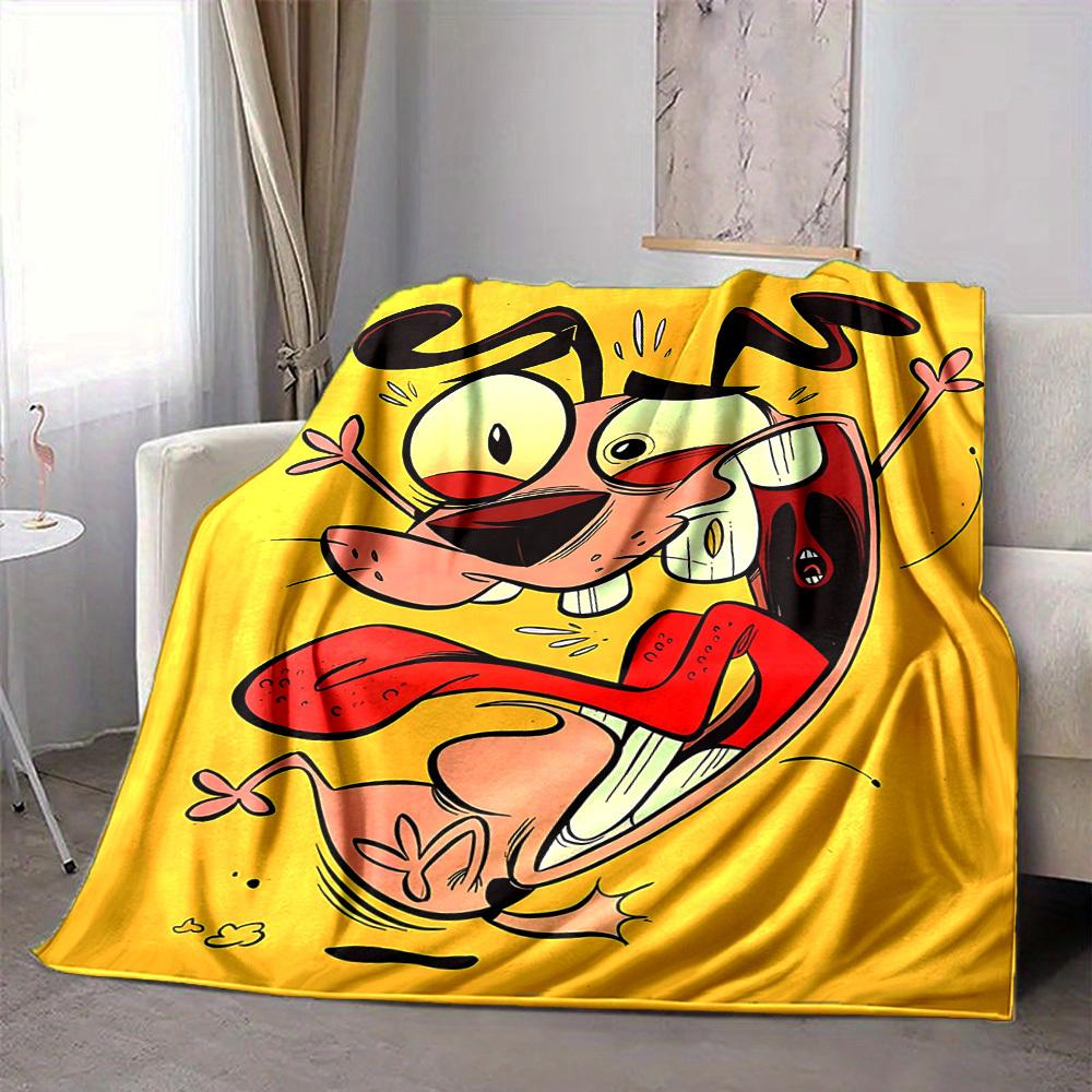 

1pc Courage the Cowardly Dog Flannel Throw Blanket Lightweight Soft Warm All Season Blanket for Sofa, Bed, Travel,L1029048 80x120cm