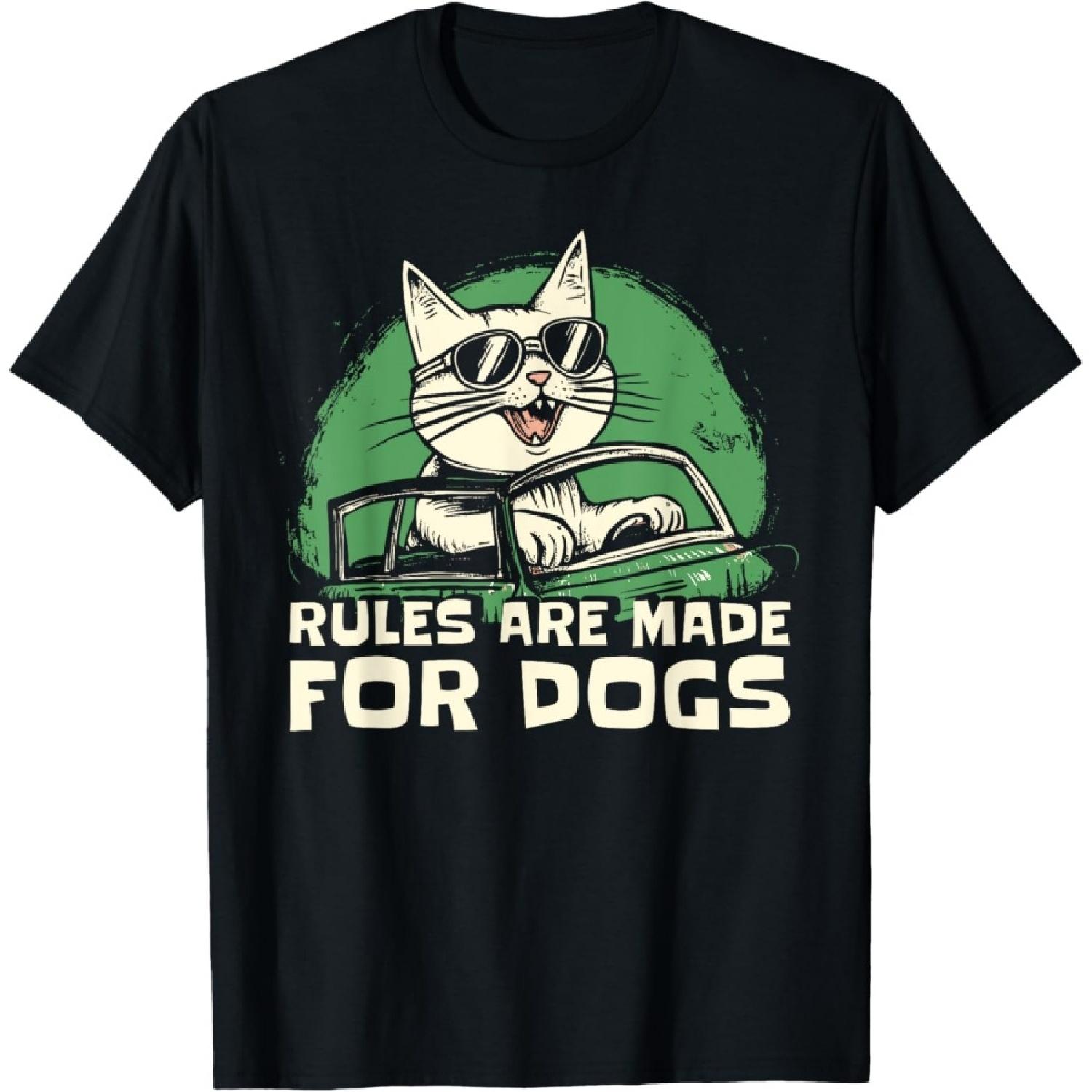 Забавный Любитель Кошек - Правила Созданы для Собак Водящий Кошку Мужчины Женщины Девочки Дети Футболка S