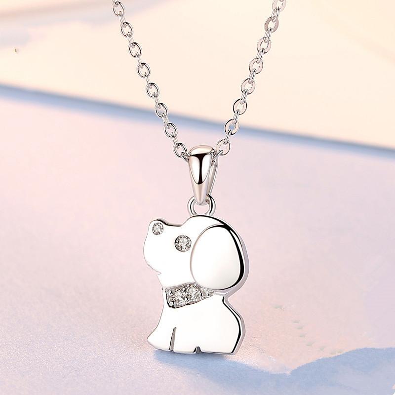 925 Sterling Silver Necklace Pendant Chains Cartoon Dog For Women Fashion Jewelry Wedding Birthday Party GiftGood Product