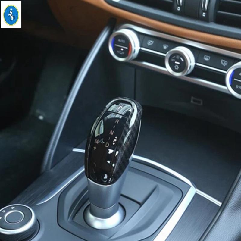 Car Gear Shift Knob Gear Head Handle Sticker Cover Trim For Alfa Romeo Stelvio 2017 -  ABS Carbon Fiber Exterior Accessories