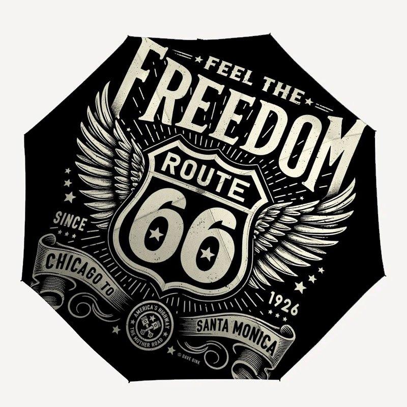 

1 Route 66 umbrella, eight iron ribs, compact and windproof - Road of Hope pattern, automatic opening and closing