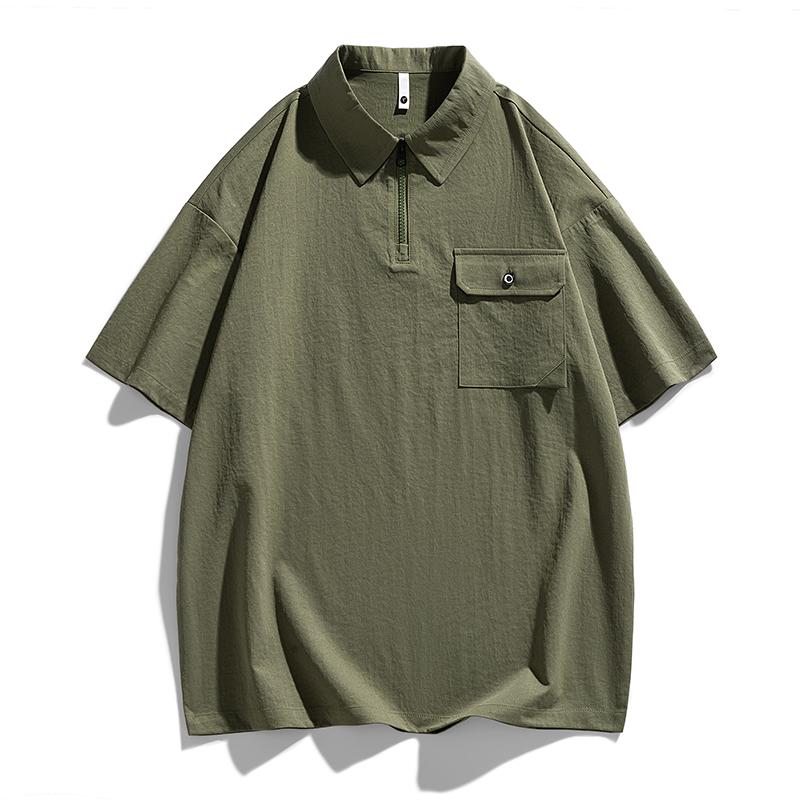 Camisa Polo para Hombre Manga Corta Verano Bolsillo Oversize 8XL Talla Grande Camiseta Cremallera Transpirable Holgada Masculina Suave