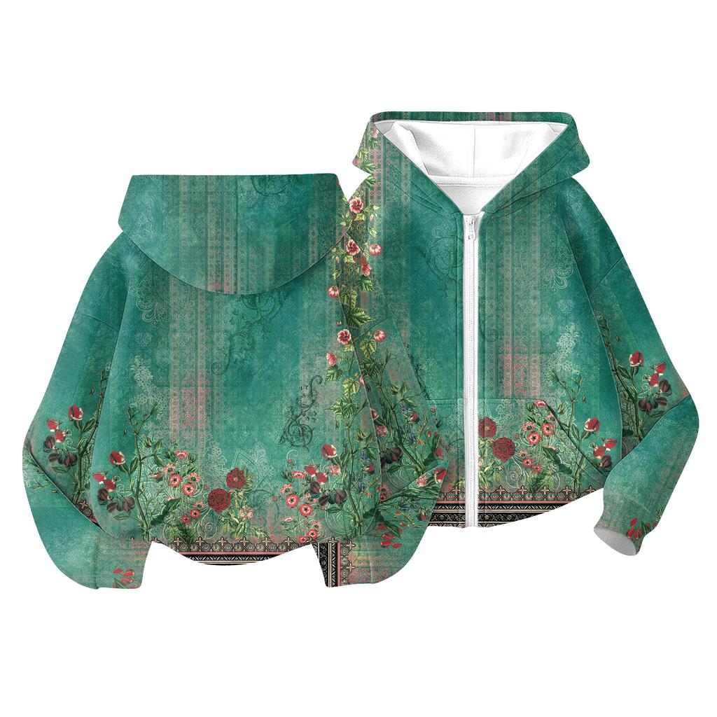 Kinder Mode Bedrucktes Langarm Kapuzensweatshirt Mädchen Hoodie Jacke
