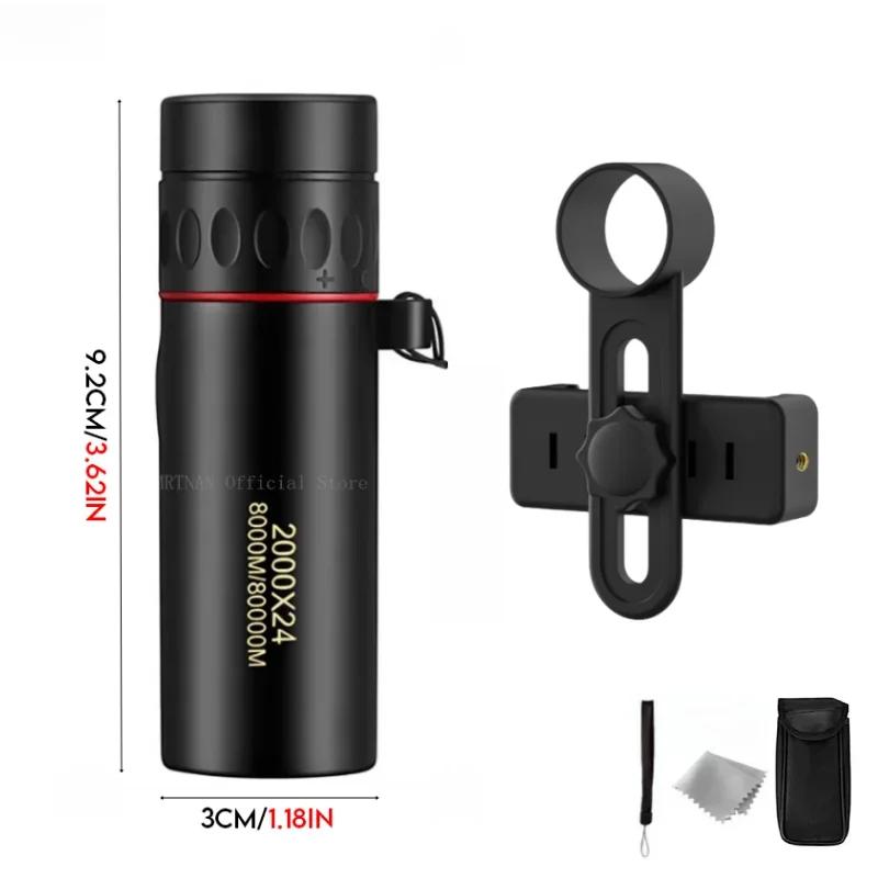 2000x24 Monocular Telescope Outdoor Mini Portable Zoom Telescope Phone Telescope Clip Tripod Camping Birdwatching Telescopes