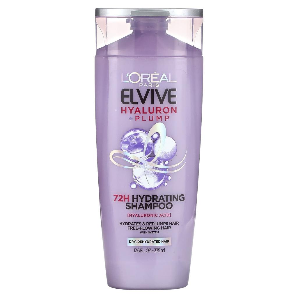 L'Oréal, Elvive, Hyaluronic + Plump, 72-Hour Hydrating Shampoo, Dry and Dry Hair, 375 Ml (12.6 Fl Oz)