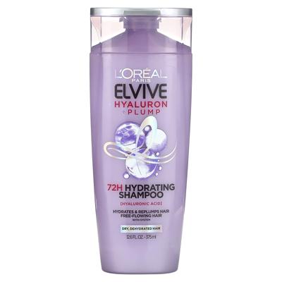 L'Oréal, Elvive, Hyaluronic + Plump, 72-godzinny szampon nawilżający, włosy suche i przesuszone, 12,6 fl oz (375 ml)