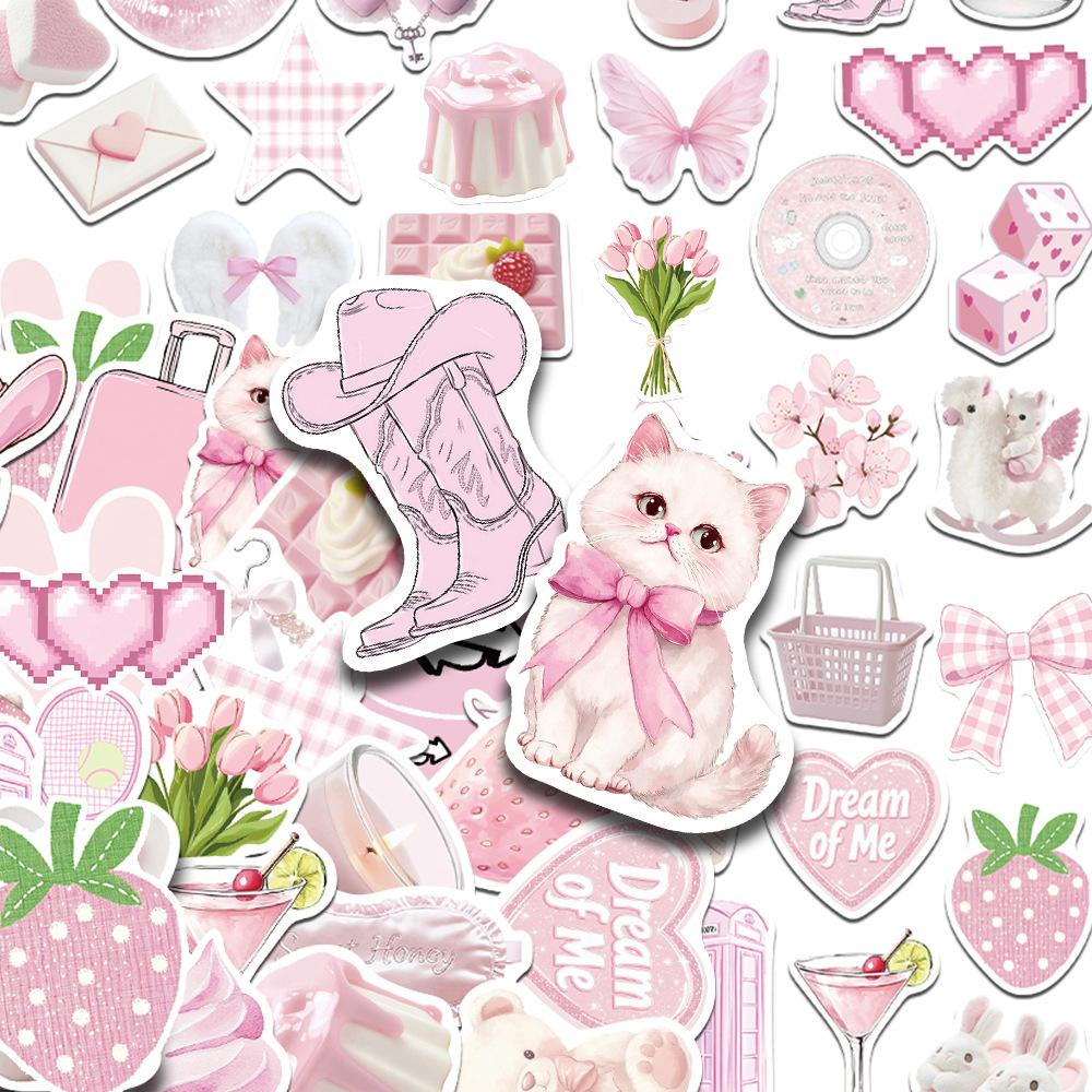 10/30/50pcs Kawaii Cartoon Pink Gentle Aesthetic Stickers Cute Ins Style Decals Suitcase Notebook Phone Case Girl Sticker Decor